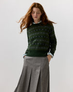 Load image into Gallery viewer, Alpine Fair Isle Sweater in Spruce/Multi Cashmere/Silk
