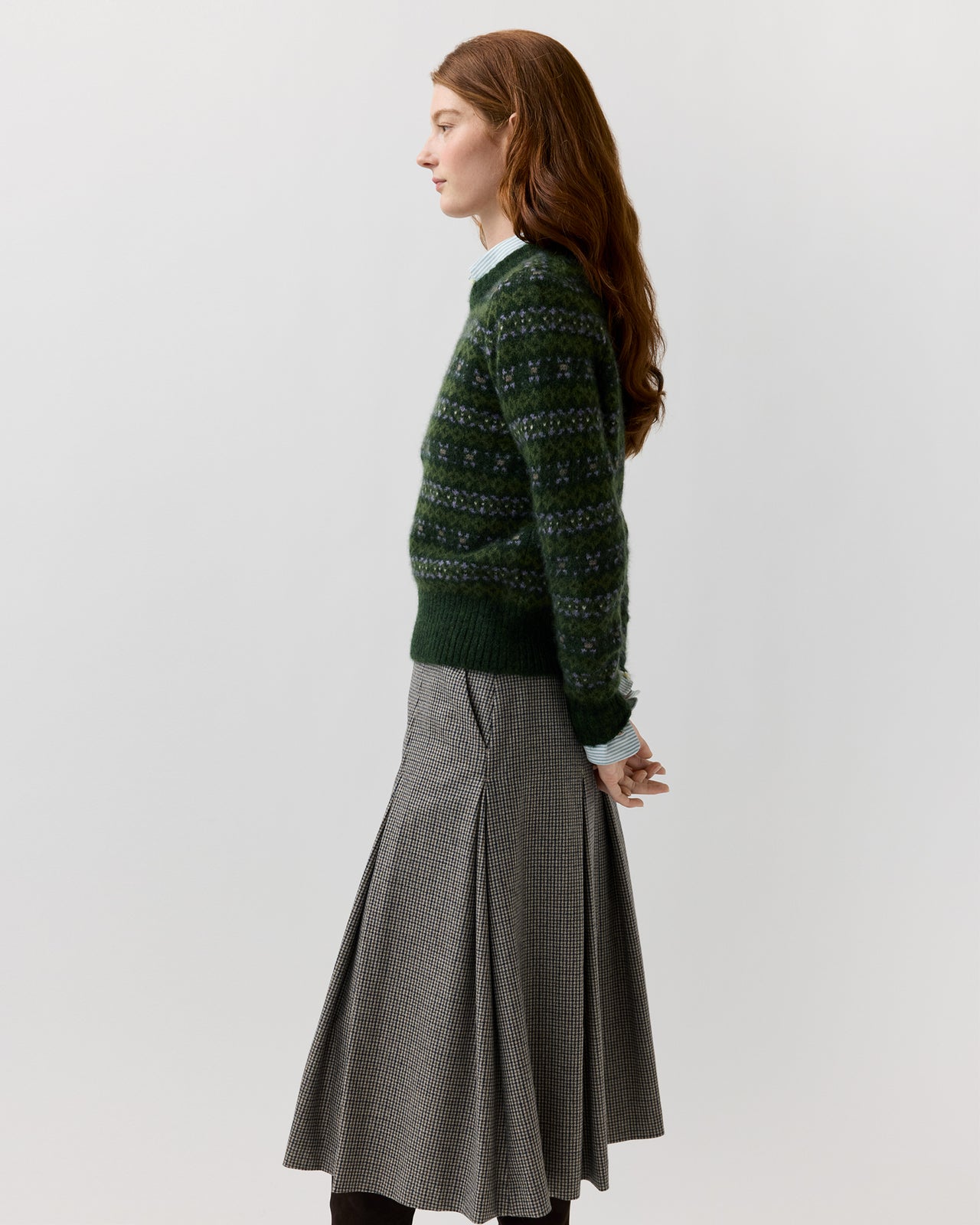 Alpine Fair Isle Sweater in Spruce/Multi Cashmere/Silk