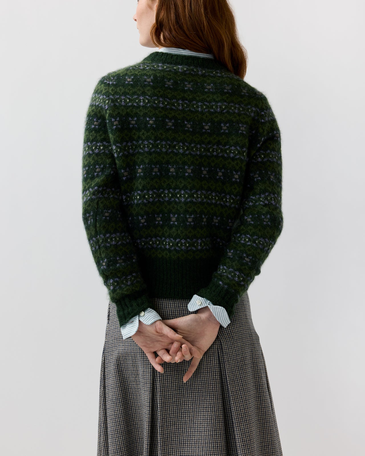 Alpine Fair Isle Sweater in Spruce/Multi Cashmere/Silk
