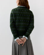 Load image into Gallery viewer, Alpine Fair Isle Sweater in Spruce/Multi Cashmere/Silk
