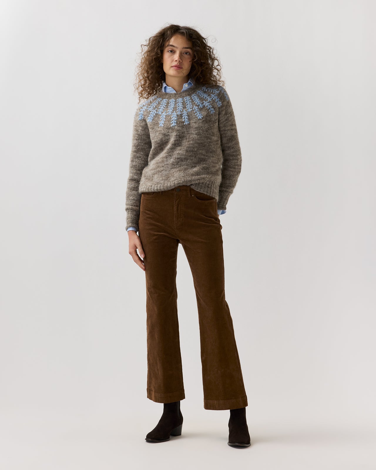 Kendall Flare 5-Pocket Jean in Chestnut Stretch Corduroy