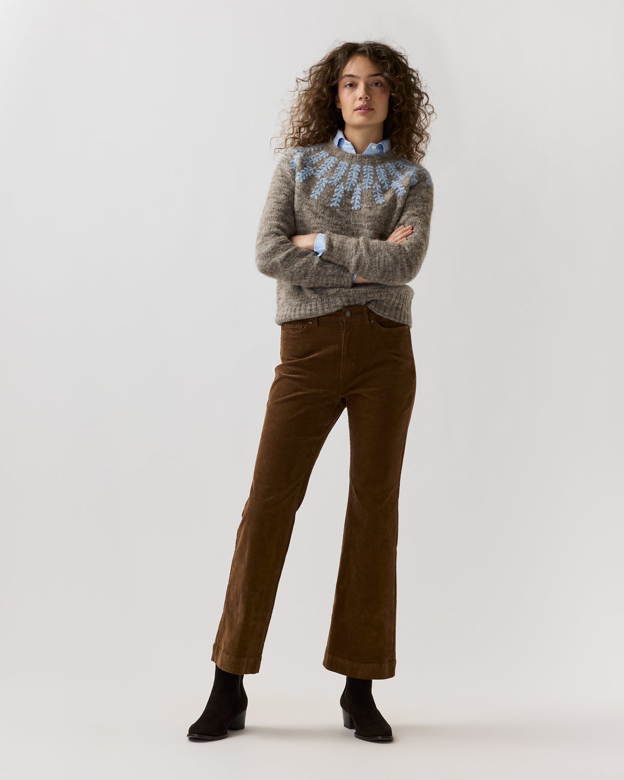 Kendall Flare 5-Pocket Jean in Chestnut Stretch Corduroy