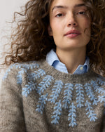 Load image into Gallery viewer, Corinna Sweater in Pewter/Blue Embroidered Wool/Alpaca
