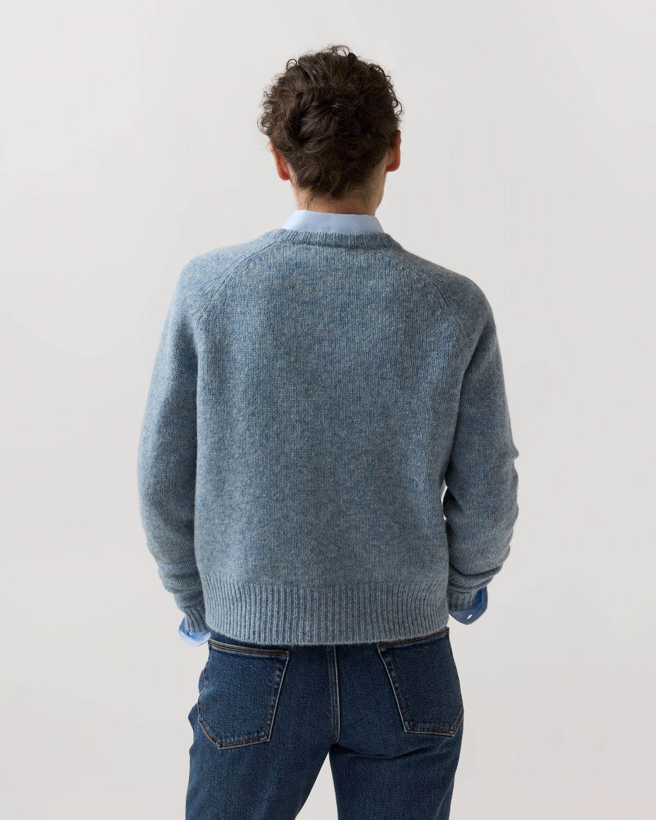 Romy Cardigan in Heather Blue Rustic Wool