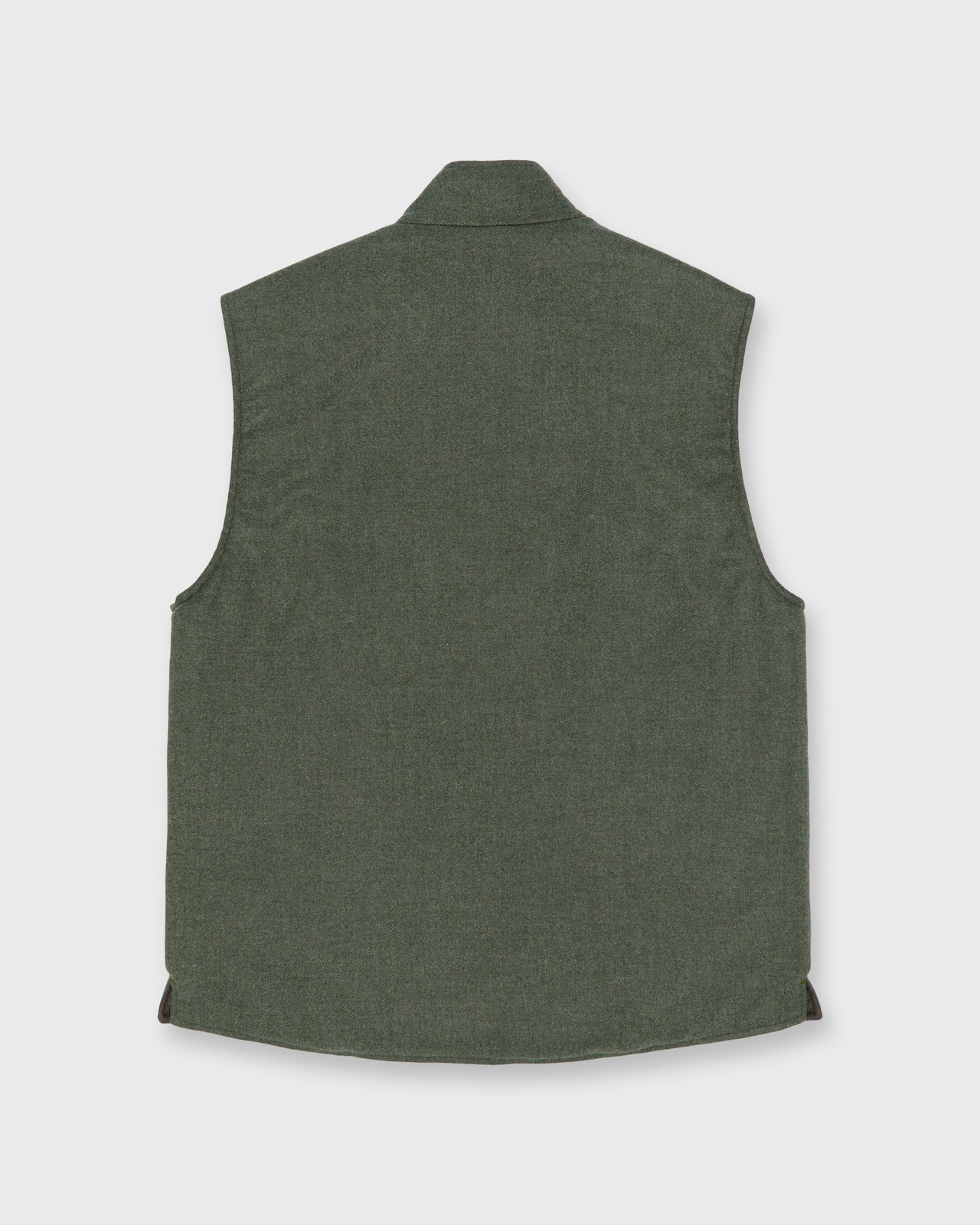 Reversible Cashpad Zip Vest in Brown Nylon/Spruce Tweed