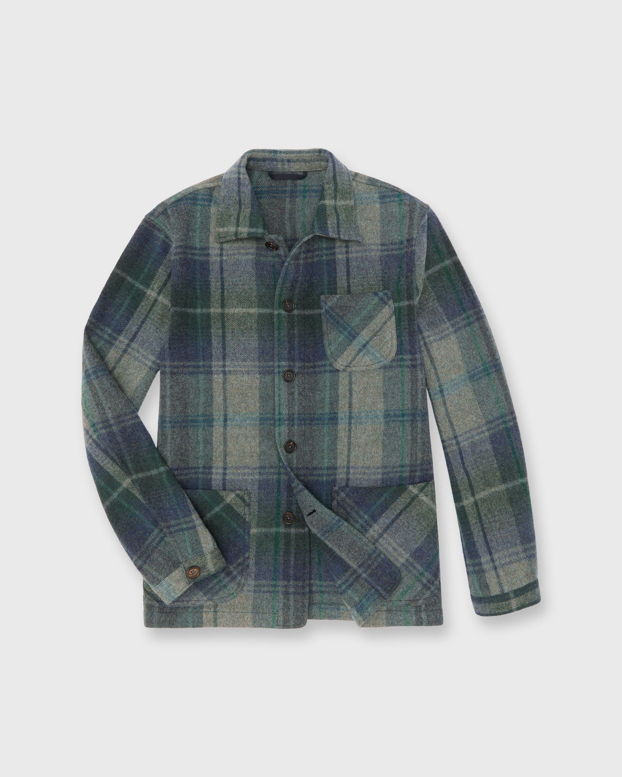 Chore Jacket in Blue/Fog/Green Plaid Flannel