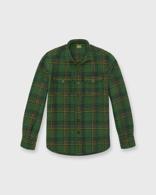 CPO Shirt in Green/Yellow/Oat Plaid Harris Tweed