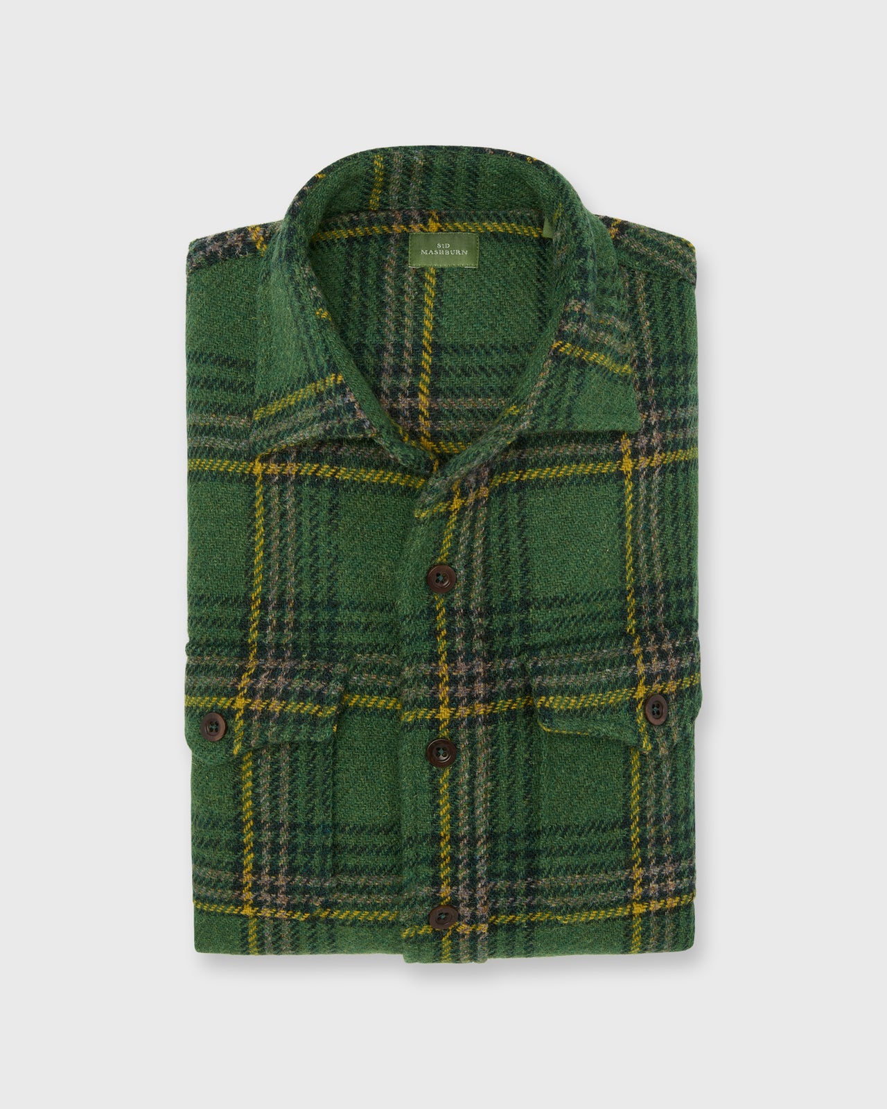 CPO Shirt in Green/Yellow/Oat Plaid Harris Tweed
