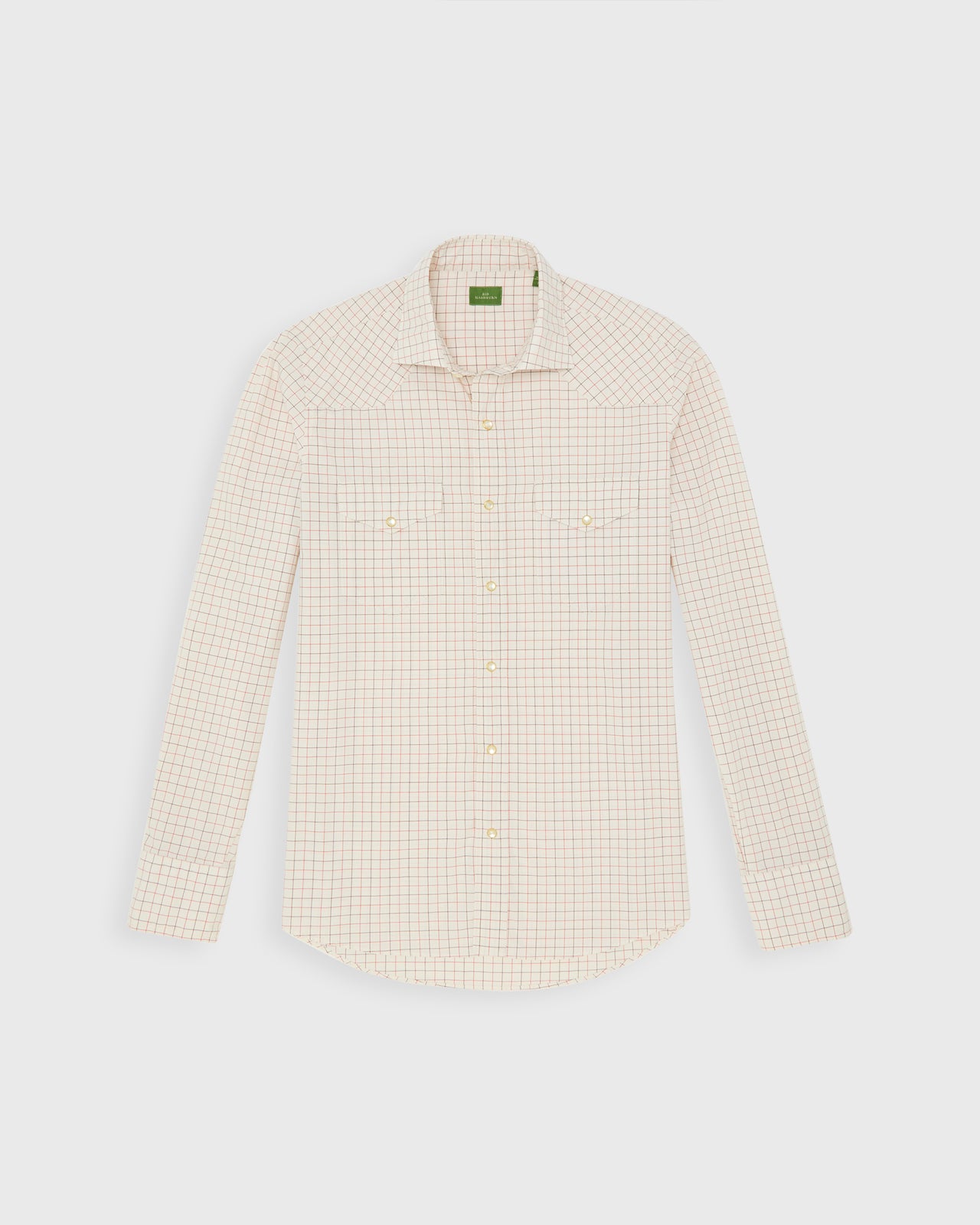Western Work Shirt in Bone/Red/Brown Windowpane Poplin