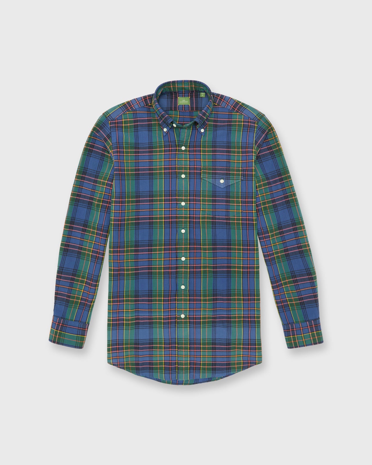 Handmade Button-Down Sport Shirt in Bluegrass/Red/Yellow Madras