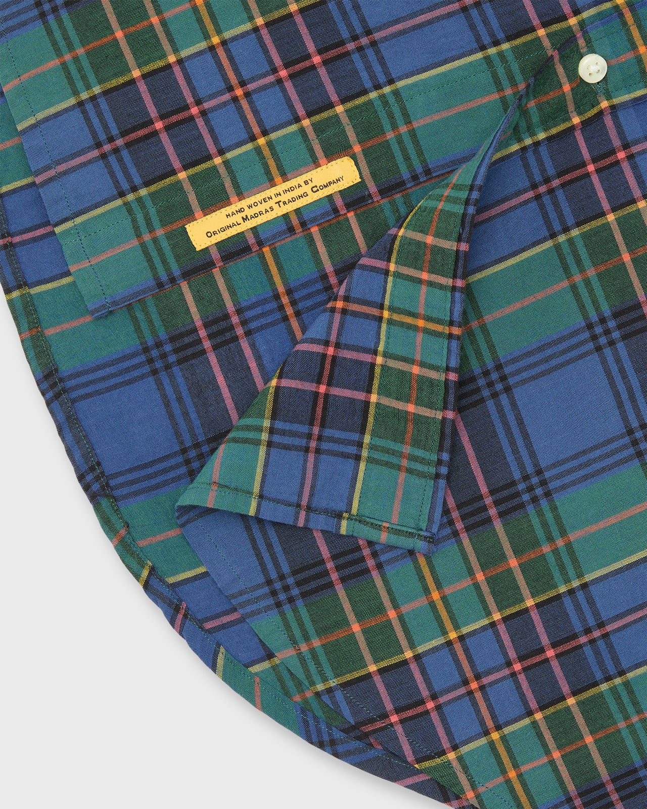 Handmade Button-Down Sport Shirt in Bluegrass/Red/Yellow Madras