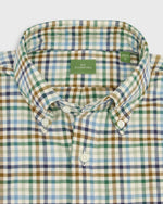 Load image into Gallery viewer, Button-Down Sport Shirt in Green/Blue/Umber Check Flannel

