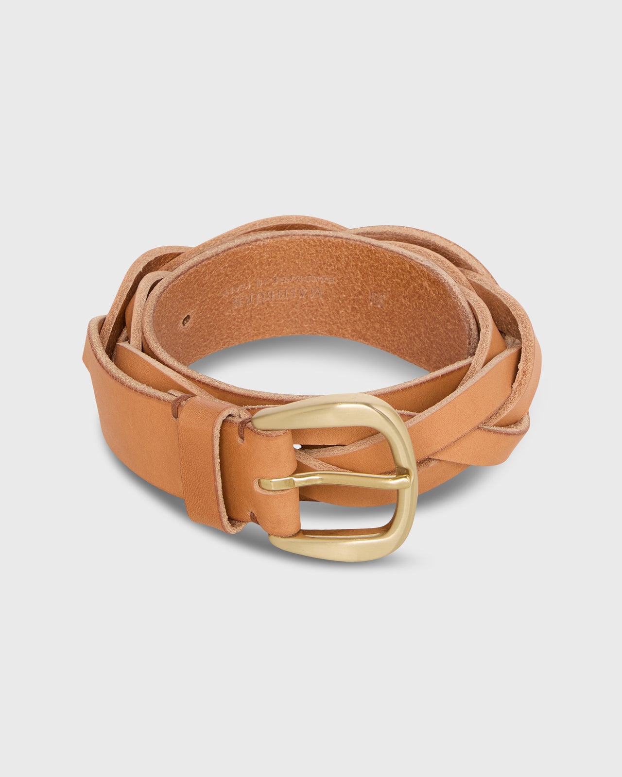 1 1/4" Braided Belt in Natural Leather
