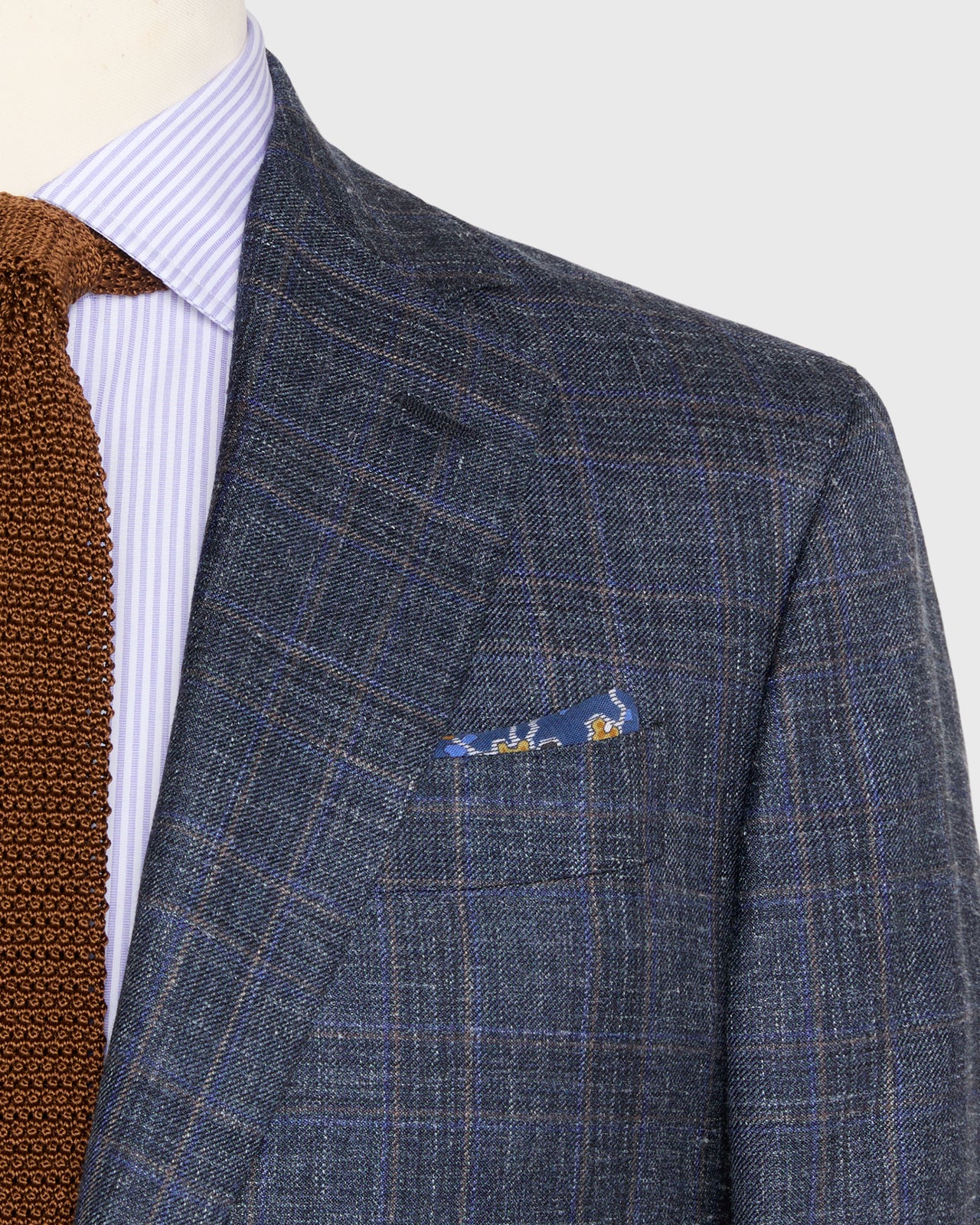Virgil No. 2 Jacket in Petrol/Chocolate/Blue Plaid Twill