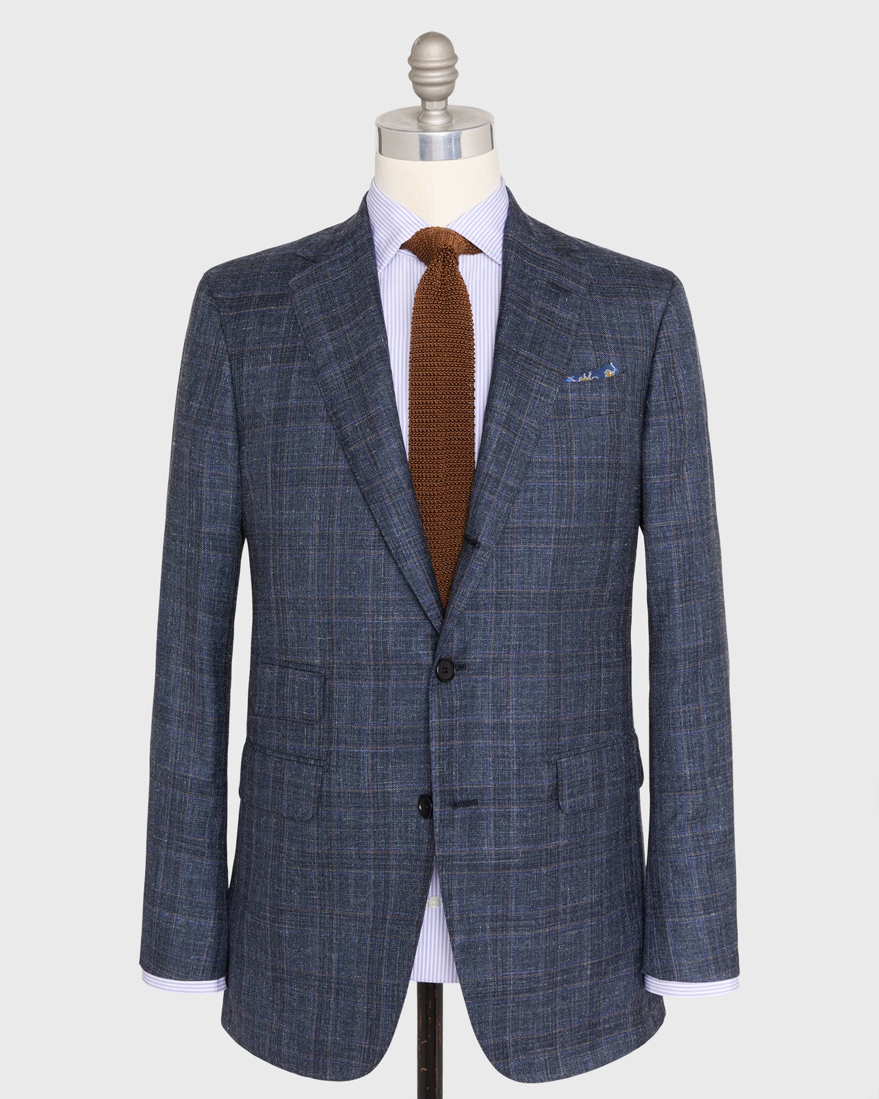 Virgil No. 2 Jacket in Petrol/Chocolate/Blue Plaid Twill