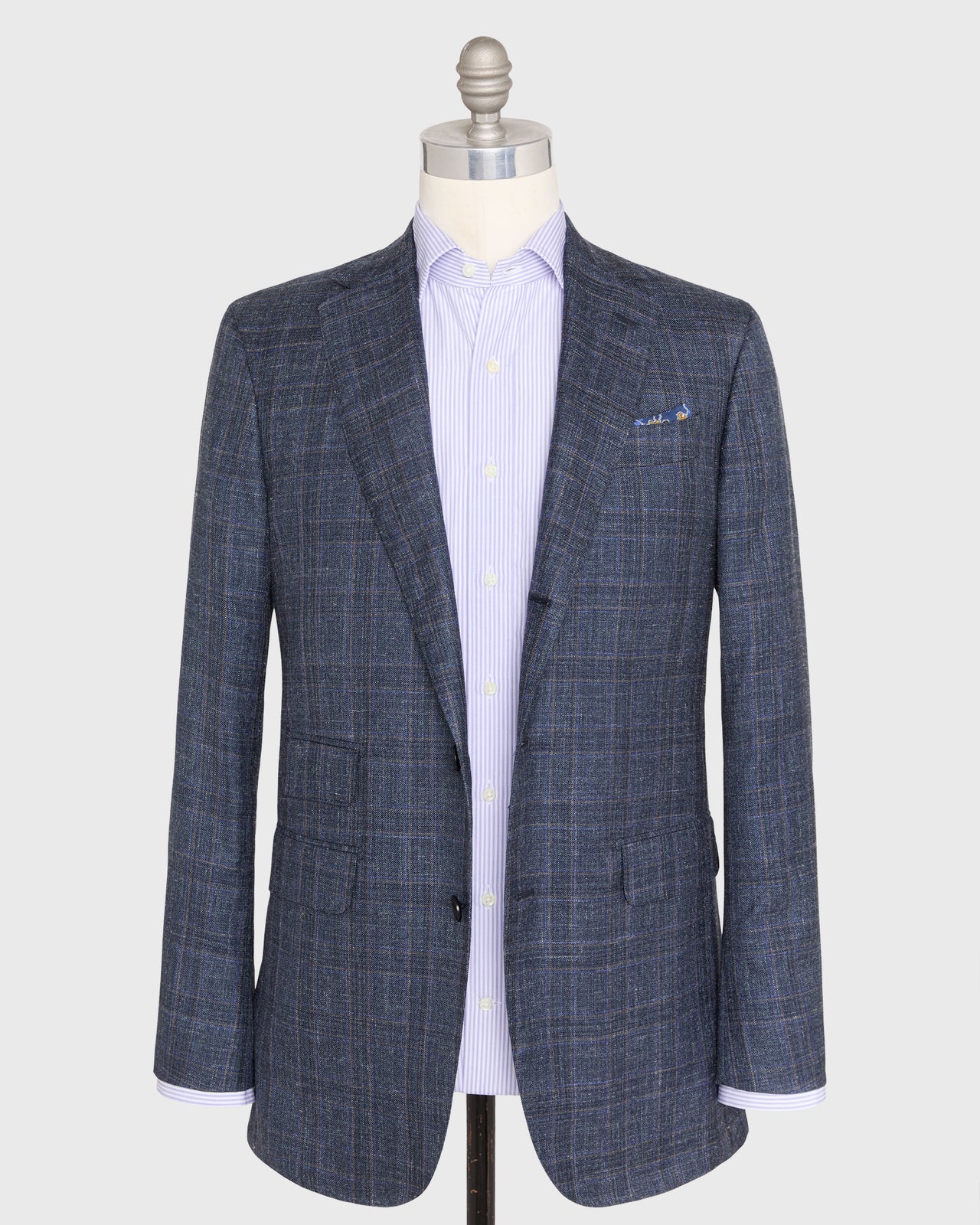 Virgil No. 2 Jacket in Petrol/Chocolate/Blue Plaid Twill