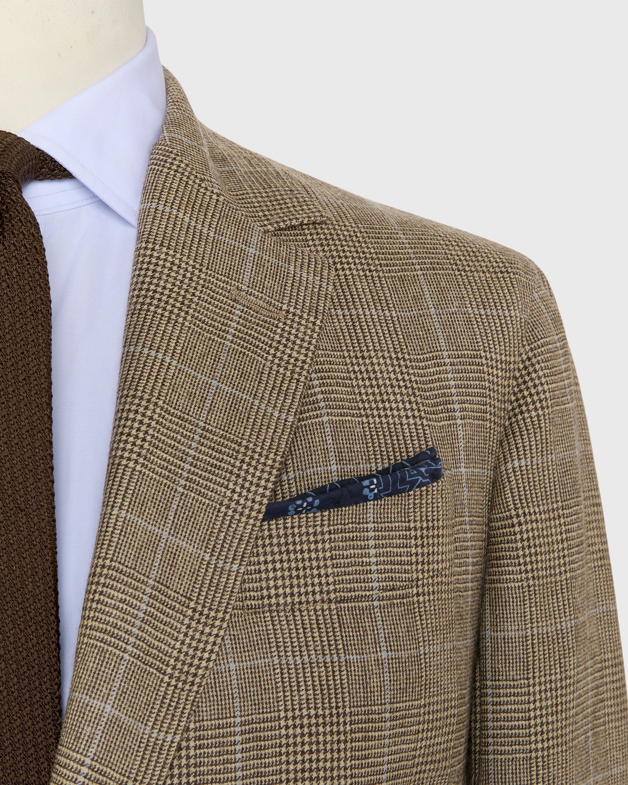 Vesper Blazer in Chocolate/Oat/Sky Glen Plaid Brushed Hopsack