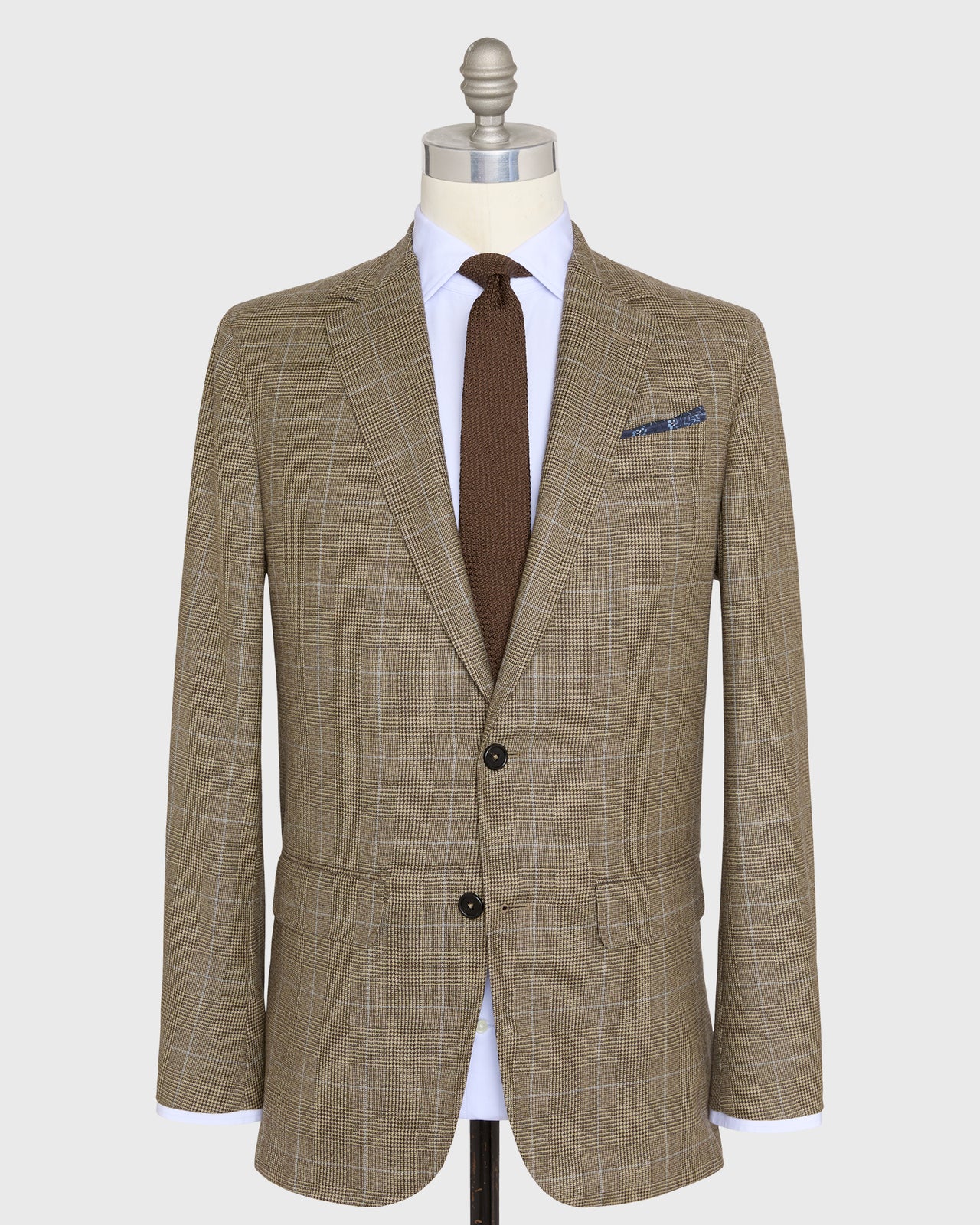 Vesper Blazer in Chocolate/Oat/Sky Glen Plaid Brushed Hopsack