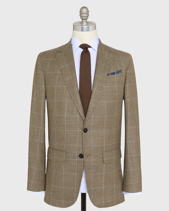 Vesper Blazer in Chocolate/Oat/Sky Glen Plaid Brushed Hopsack
