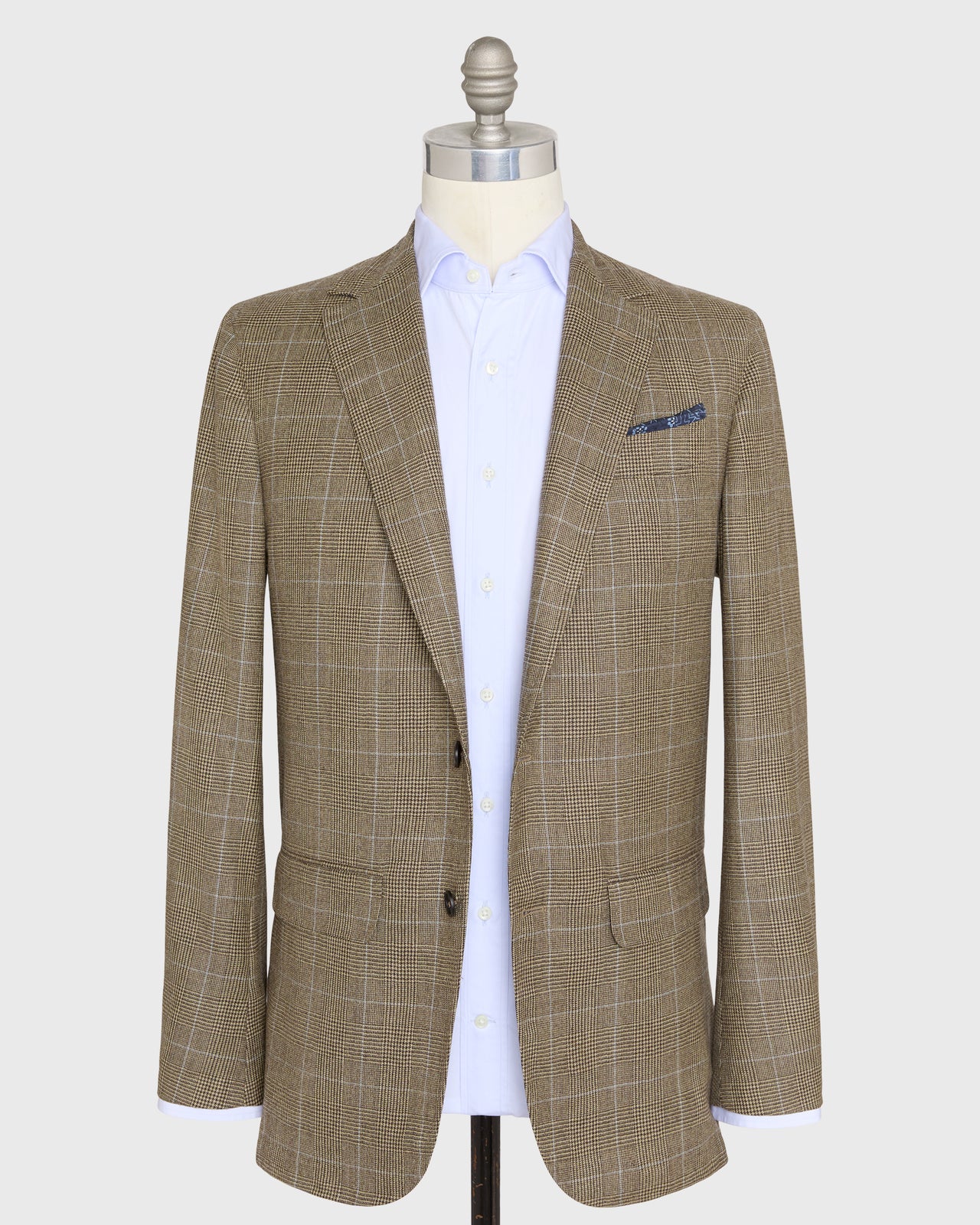 Vesper Blazer in Chocolate/Oat/Sky Glen Plaid Brushed Hopsack
