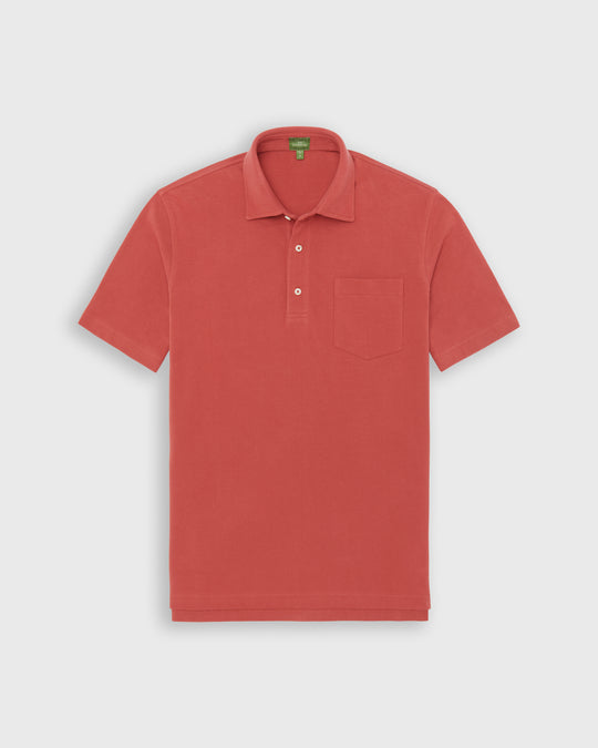 Short-Sleeved Polo in Cinnamon Pima Pique