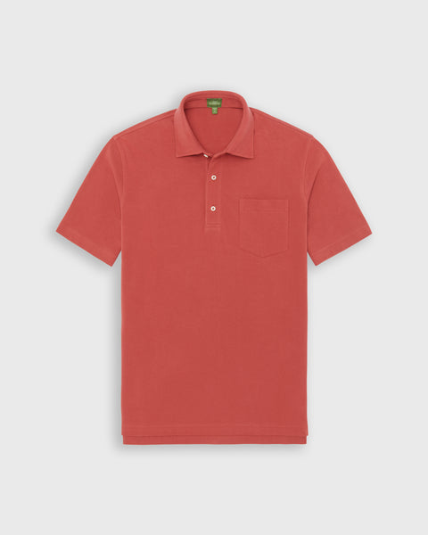 Short-Sleeved Polo in Cinnamon Pima Pique | Shop Sid Mashburn
