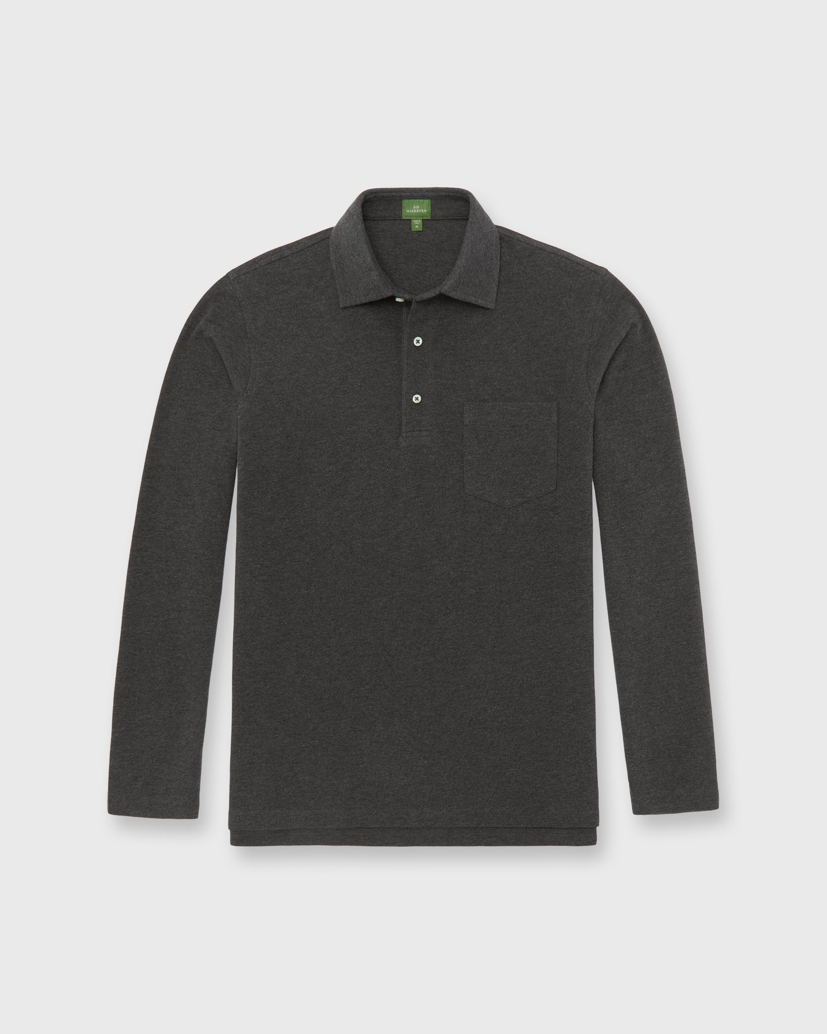 Long-Sleeved Polo in Heather Charcoal Pima Pique | Shop Sid Mashburn