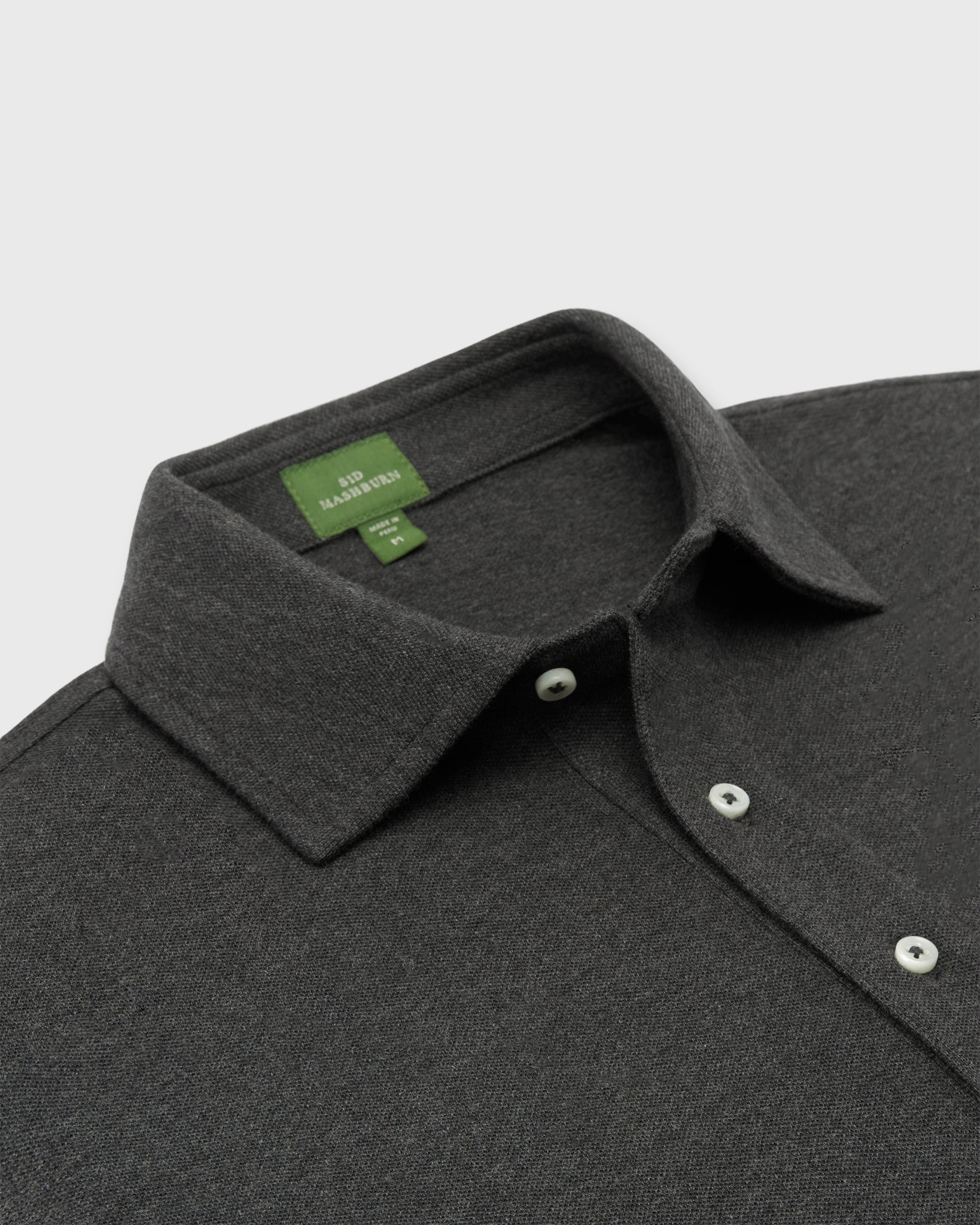 Long-Sleeved Polo in Heather Charcoal Pima Pique | Shop Sid Mashburn