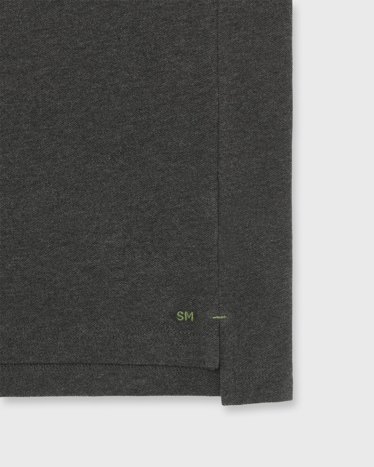 Long-Sleeved Polo in Heather Charcoal Pima Pique