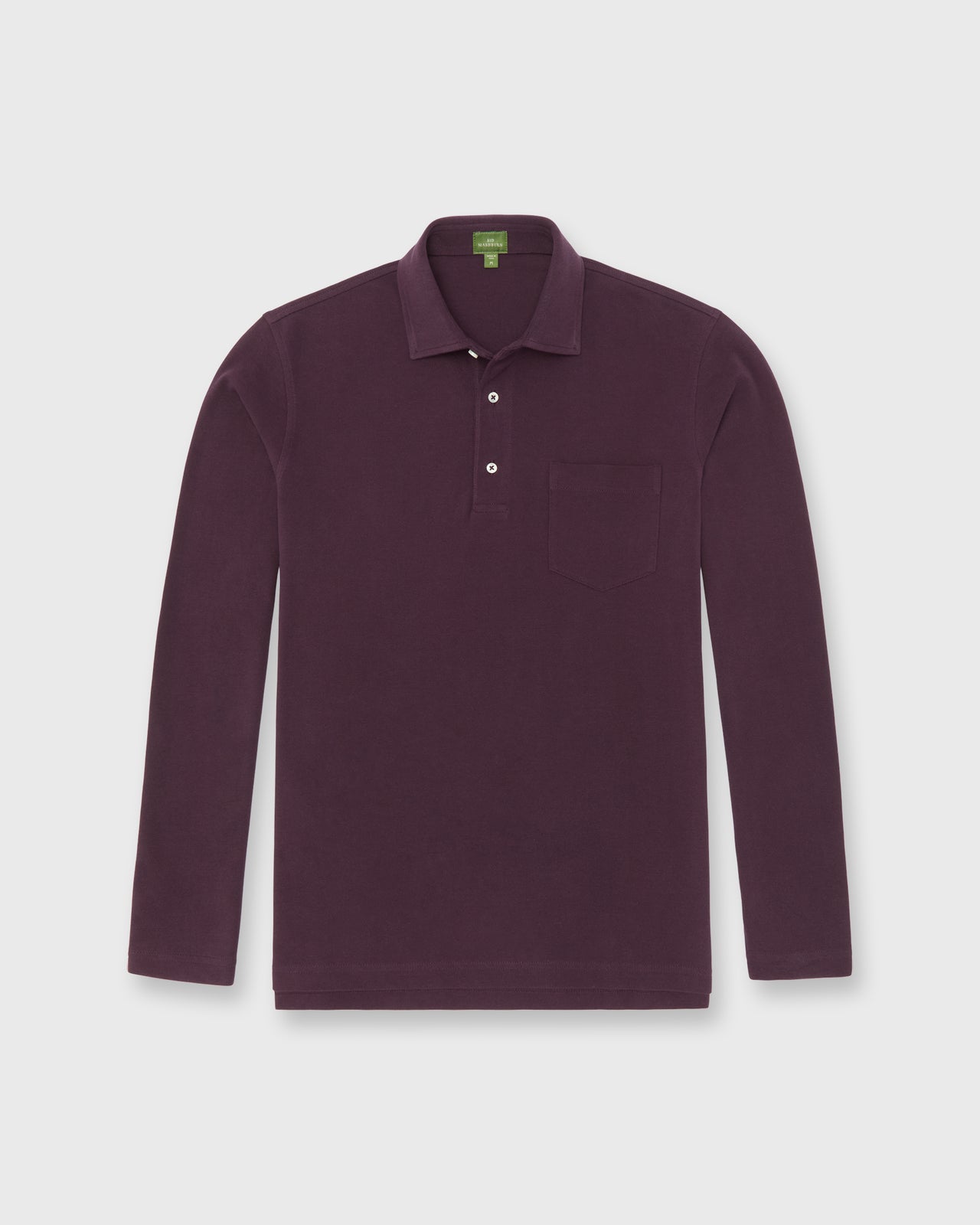 Long-Sleeved Polo in Merlot Pima Pique