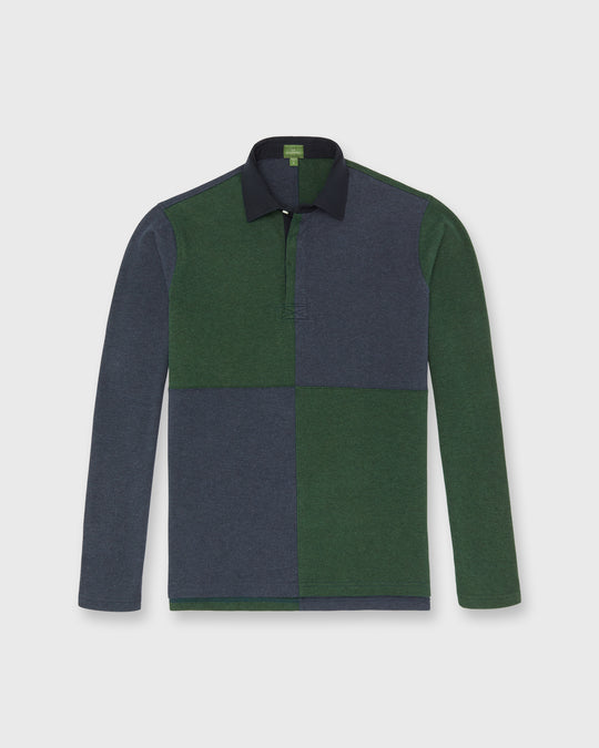 Rugby Shirt in Heather Forest/Heather Denim Pima Jersey
