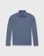 Load image into Gallery viewer, Long-Sleeved Rally Polo Sweater in Heather Blue Cotton/Cashmere
