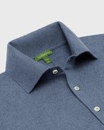 Load image into Gallery viewer, Long-Sleeved Rally Polo Sweater in Heather Blue Cotton/Cashmere
