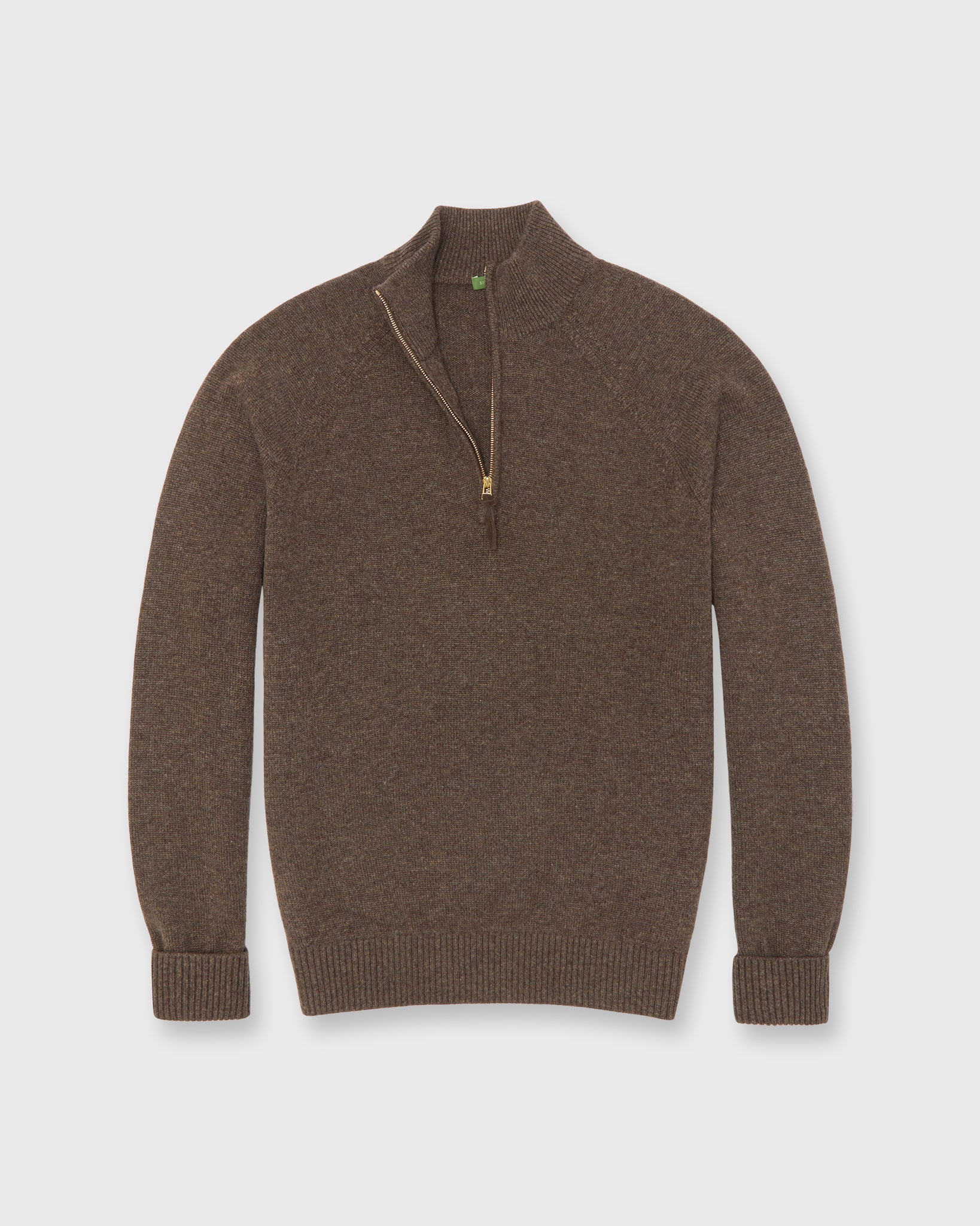 Half-Zip Sweater in Heather Brown Cashmere | Shop Sid Mashburn