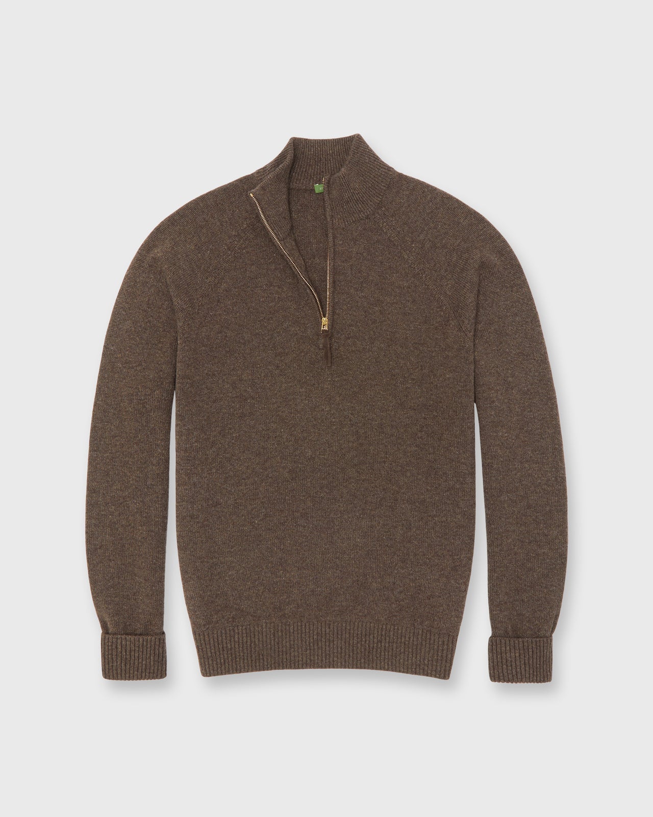 Half-Zip Sweater in Heather Brown Cashmere