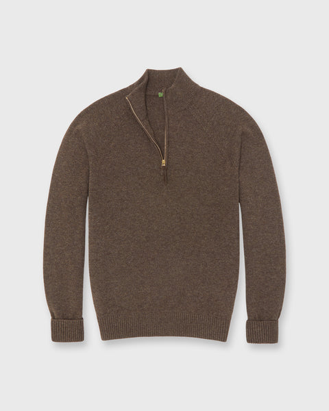 Half-Zip Sweater in Heather Brown Cashmere | Shop Sid Mashburn