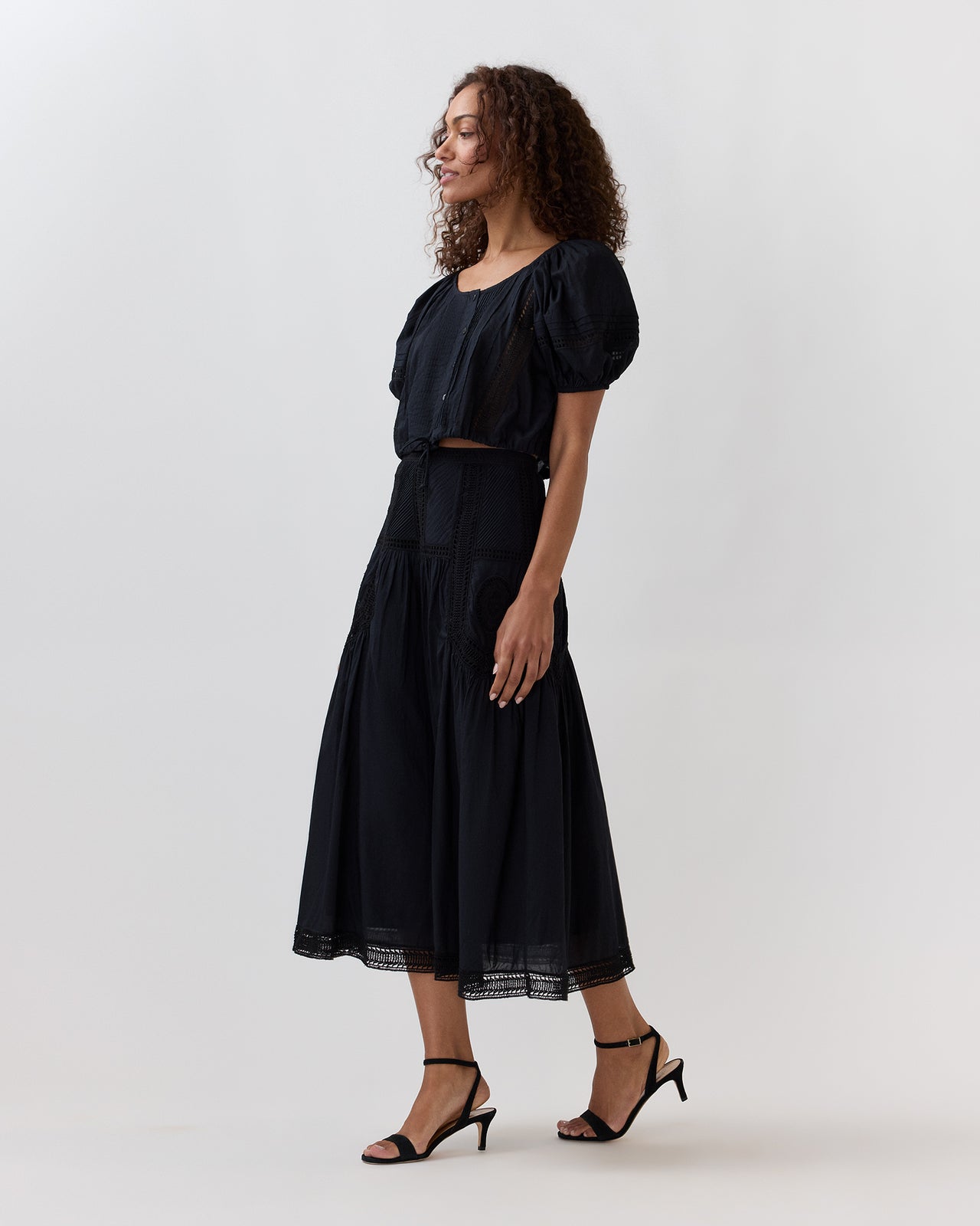 Alice Midi Skirt in Noir