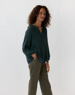 Load image into Gallery viewer, Ariana Blouse in Hunter/Lapis Foulard Metallic Georgette
