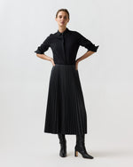 Load image into Gallery viewer, Christina Skirt in Charcoal Bi-Stretch Tropical Wool
