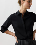 Load image into Gallery viewer, Classic Blouse in Black Silk Crepe De Chine
