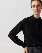 Load image into Gallery viewer, Classic Blouse in Black Silk Crepe De Chine

