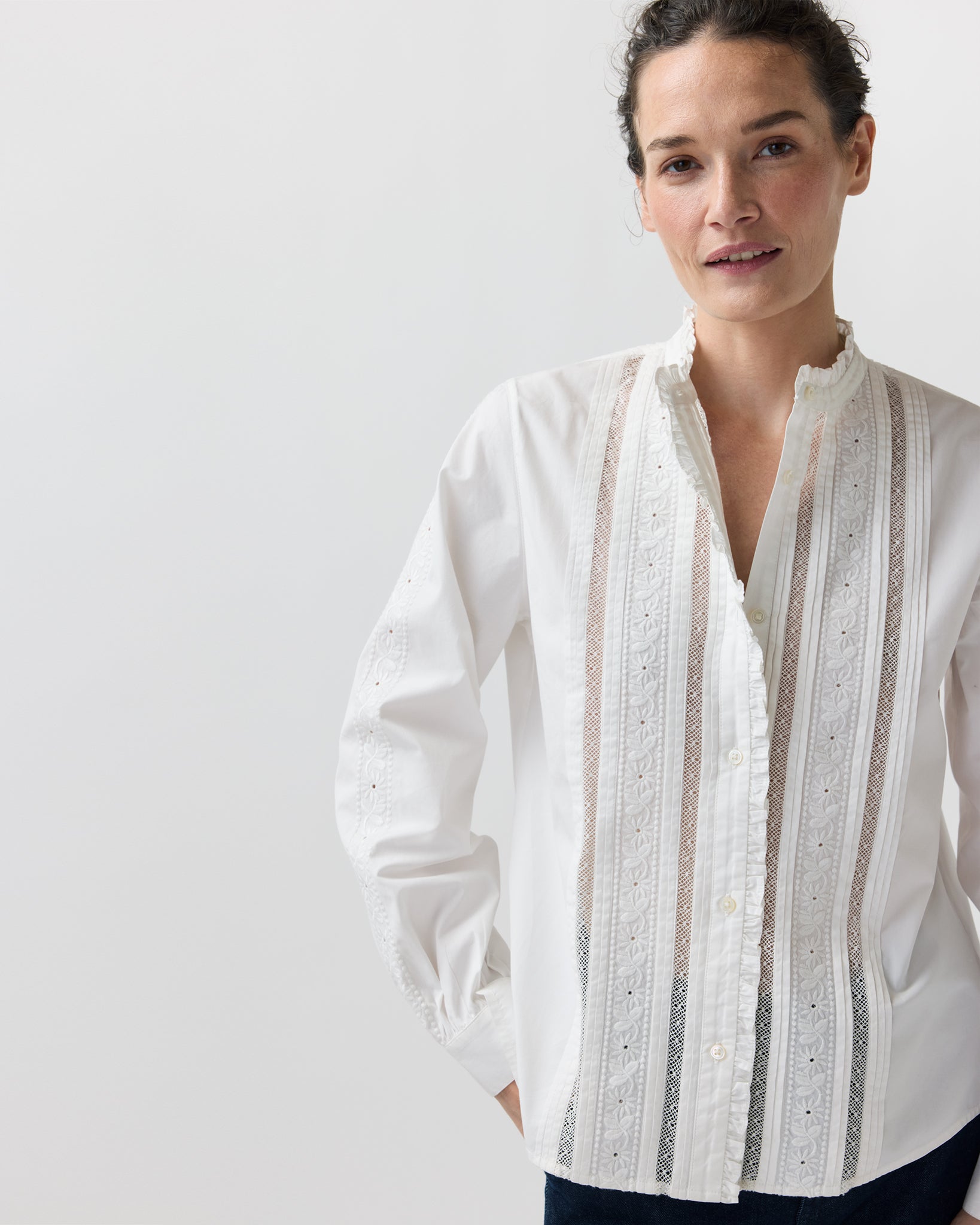 Letitia Blouse in White Poplin | Shop Ann Mashburn