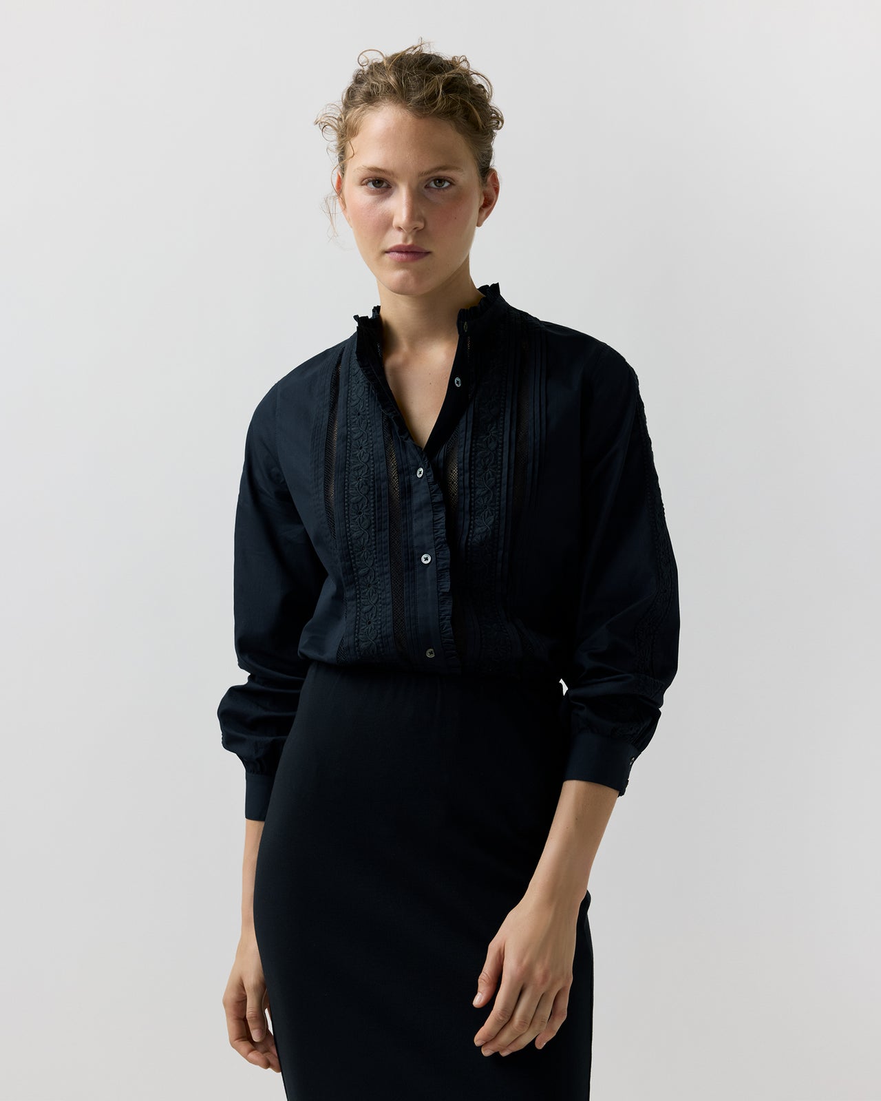 Letitia Blouse in Black Poplin