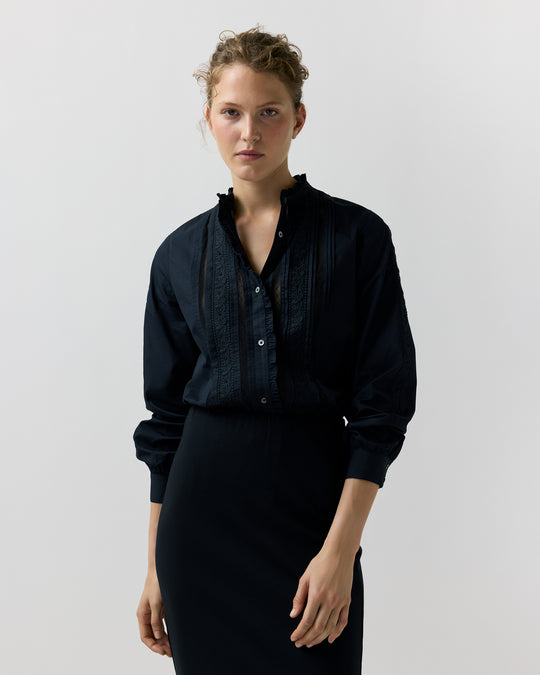 Letitia Blouse in Black Poplin