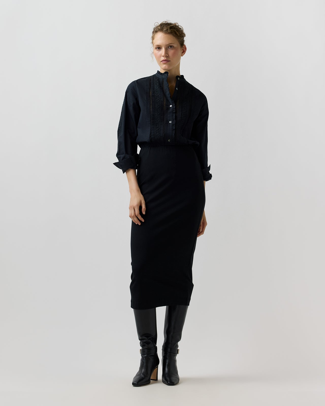Letitia Blouse in Black Poplin