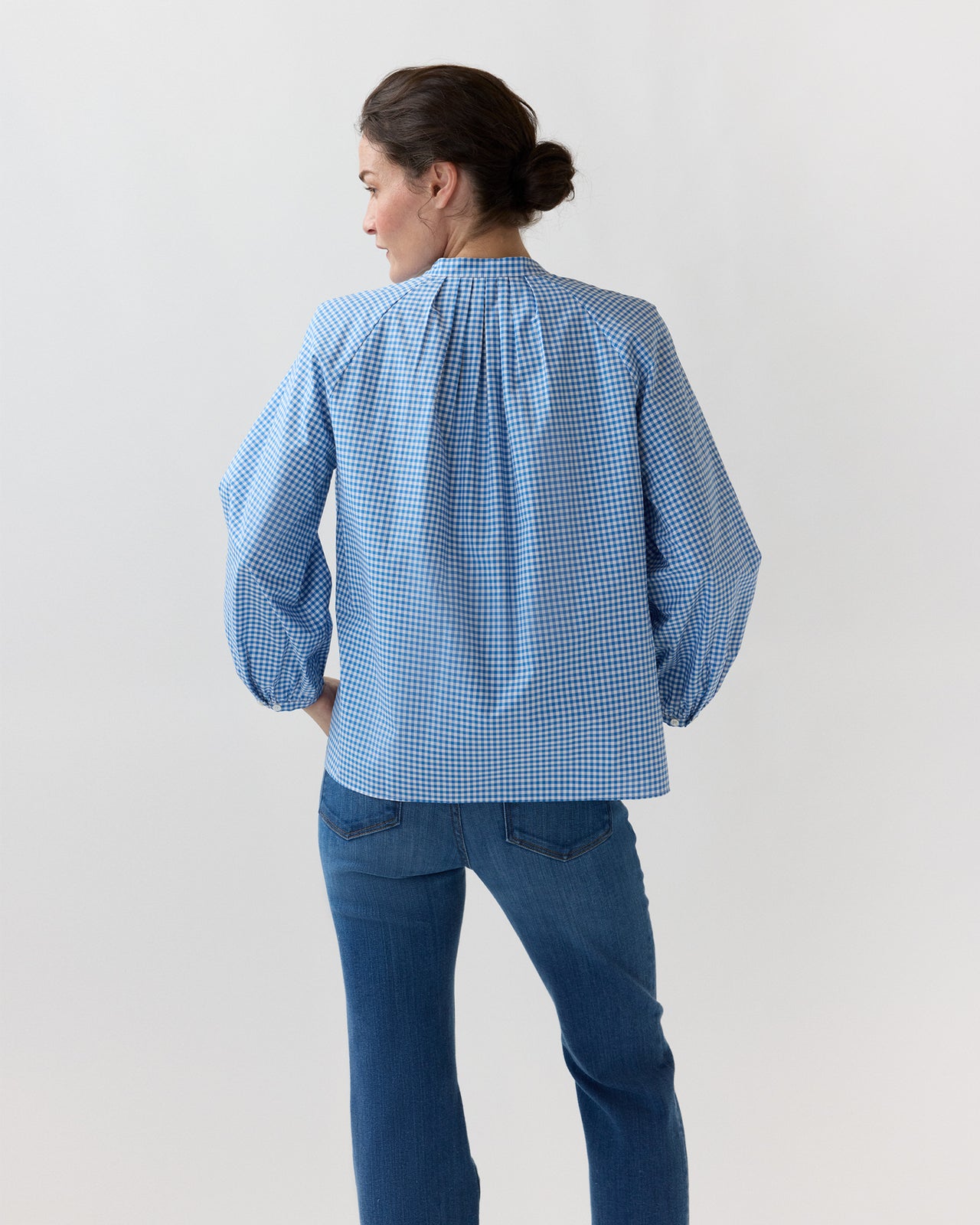 Sienna Top in Dutch Blue/White Gingham