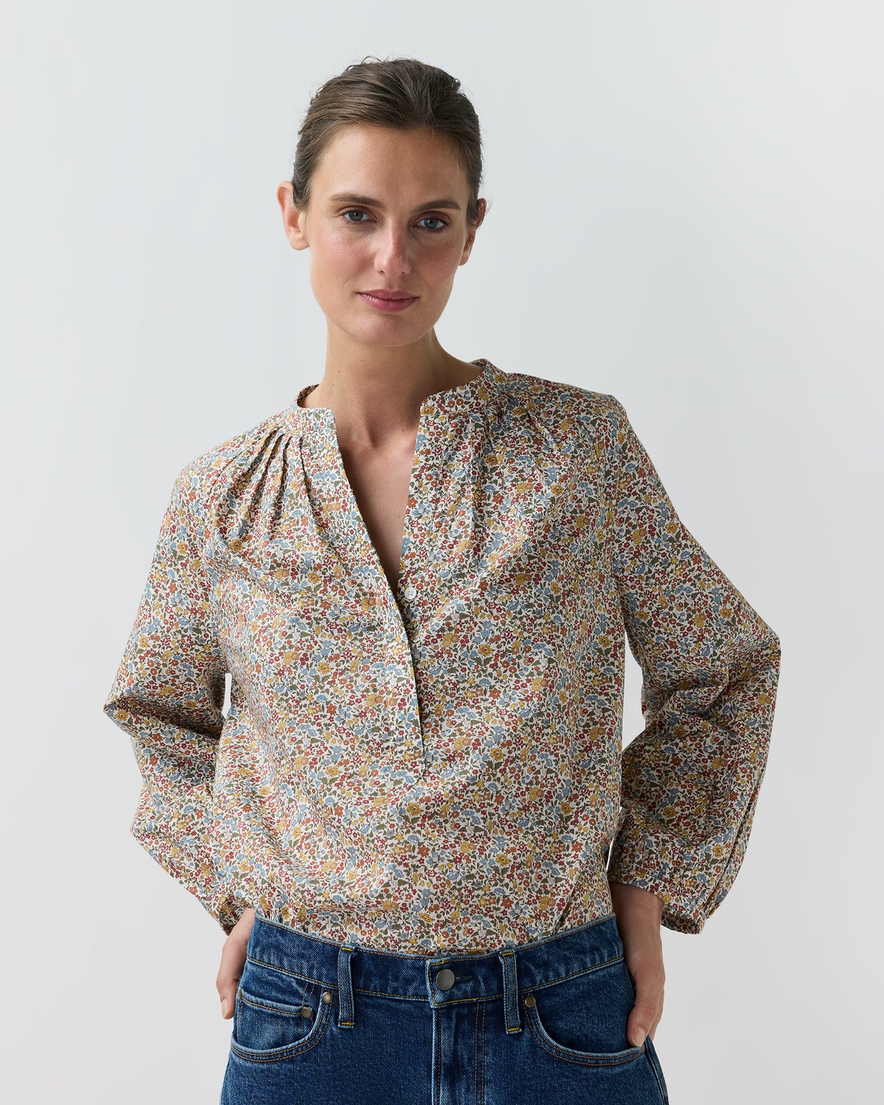 Sienna Top in Terracotta/Multi Ava Liberty Fabric