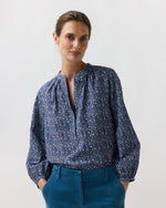 Load image into Gallery viewer, Sienna Top in Blue/Multi Small Floral Crinkle Cotton
