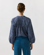 Load image into Gallery viewer, Sienna Top in Blue/Multi Small Floral Crinkle Cotton
