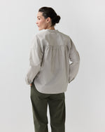 Load image into Gallery viewer, Sunny Blouse in Taupe/White Bengal Stripe Compact Cotton
